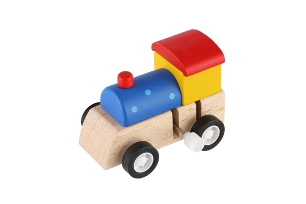Houten stroomtrein 7cm assorti 3 kleuren