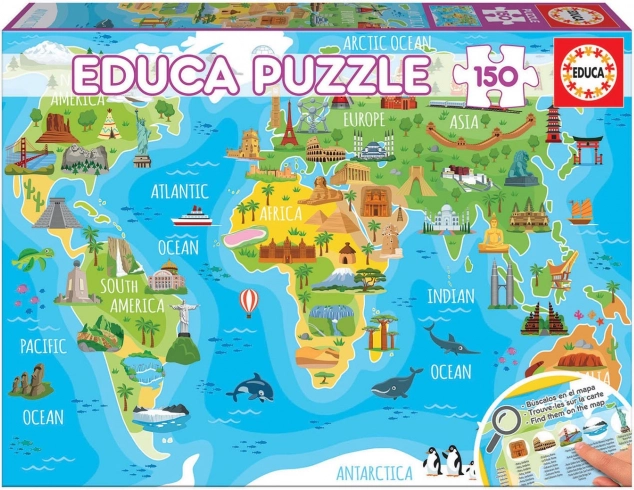 Educa Puzzel Kaart van Wereldmonumenten 150 Stukjes