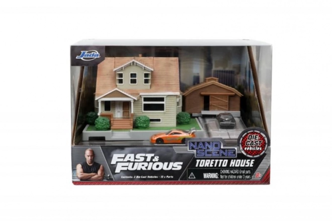 Snel en Woedend Nanodiorama Dominick's huis met autootjes