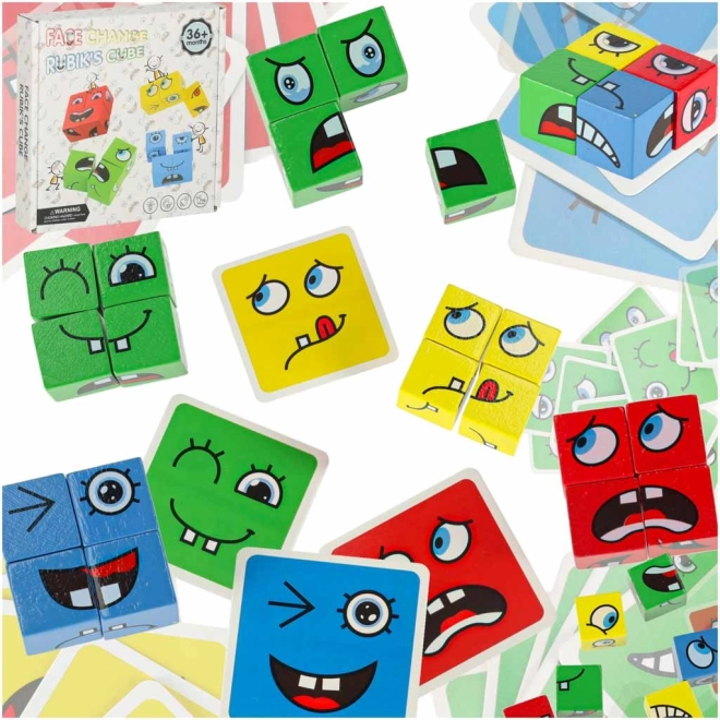 Montessori logicaspel met veranderende gezichten – emotieblokjes en kaarten