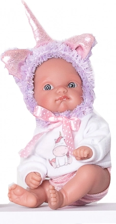 Realistische babypop eenhoorn paars 21 cm ANTONIO JUAN