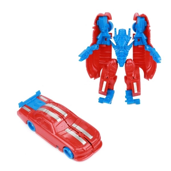 Transformer auto/robot plastic 10cm mix kleuren in plastic doos 5x10,5cm