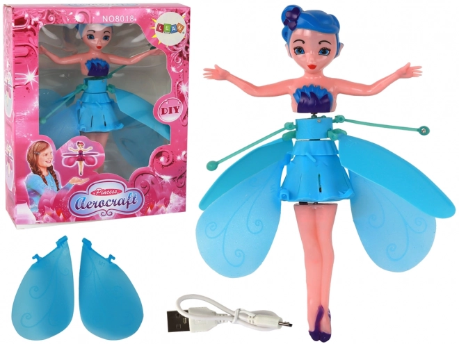 Magische vliegende fee Blauw handmatig bestuurbare pop
