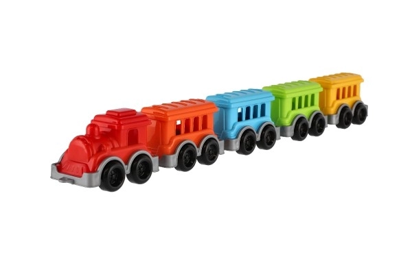 Locomotief/Trein + 4 wagons kunststof in net 5x24x10cm