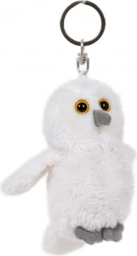 pluchen sleutelhanger sneeuwuil 8 × 6 cm wit