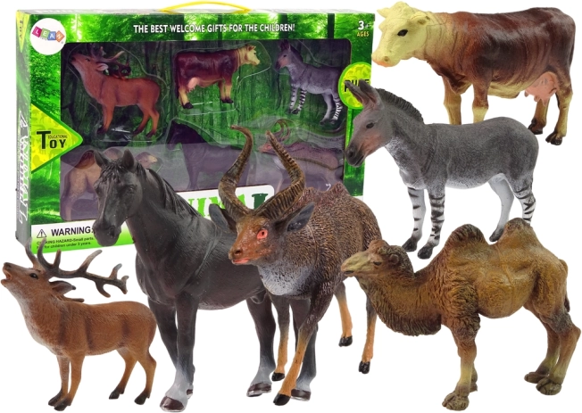 Set figuren dieren huisdieren en bos hert koe