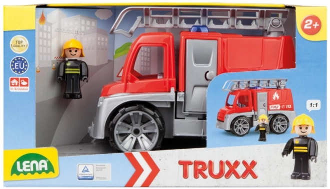 Auto Truxx brandweer plastic 29cm met figuur in doos 39x22x16cm 24m+