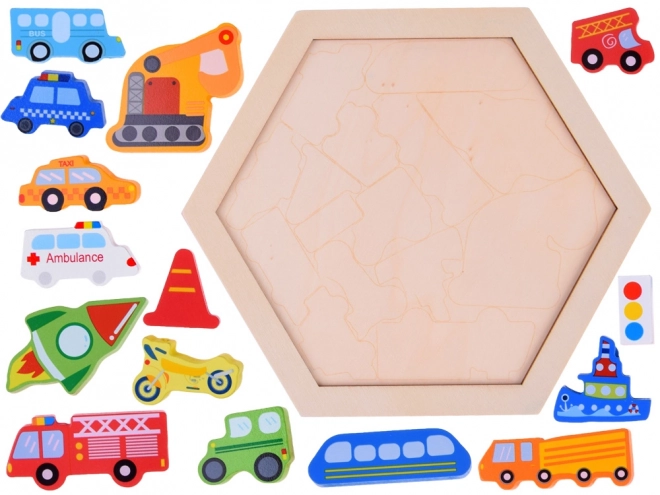 Houten puzzel voertuigen