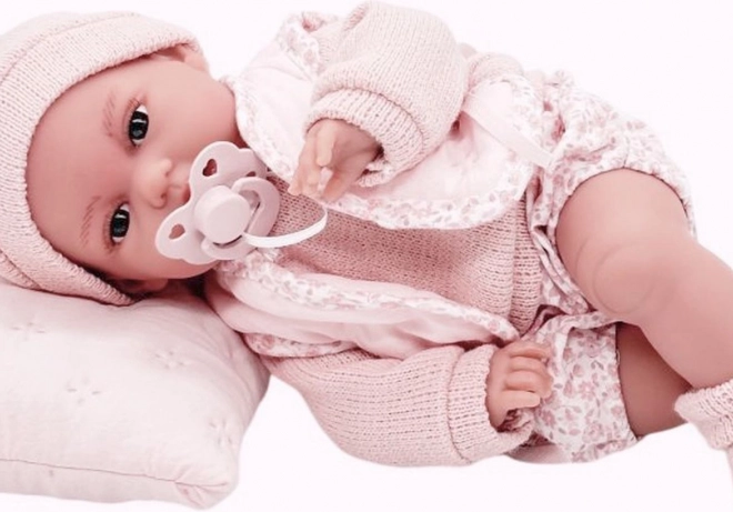 realistische babypop met bewegingsfunctie en zacht stoffen lichaam 34 cm