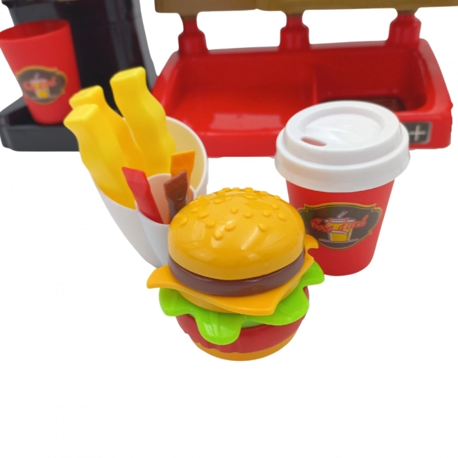 Speelgoed fastfood XXL WOOPIE met kassa en drankdispenser