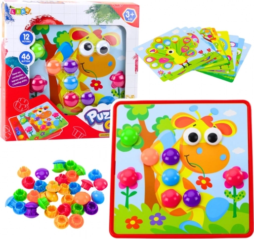 Creatieve knopenmozaïek voor kinderen, 12 sjablonen en 46 kleurrijke knopen
