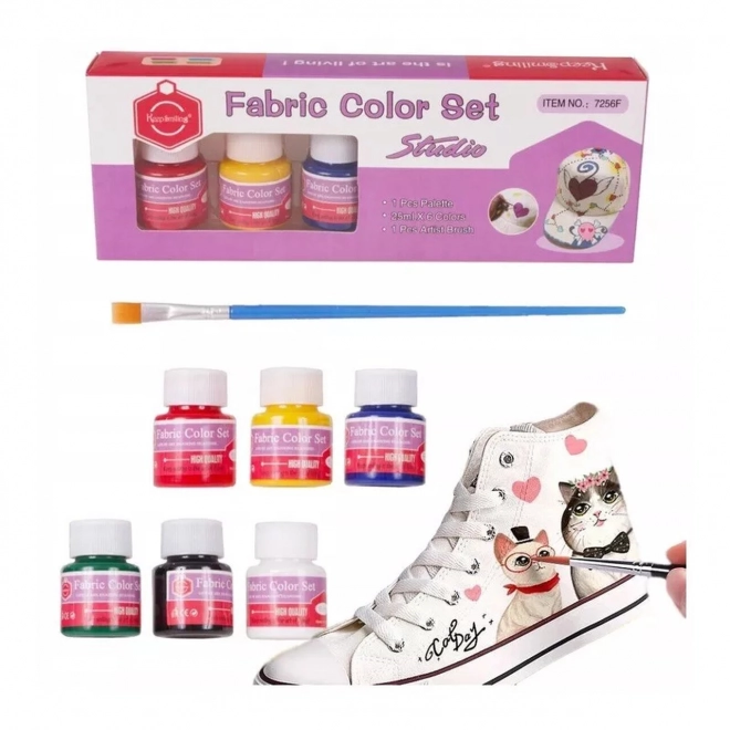 Set van 6 textielverven met accessoires