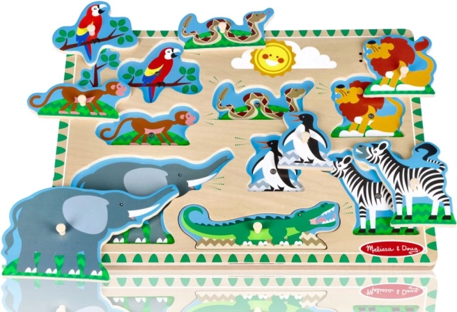Houten geluidspuzzel zoo
