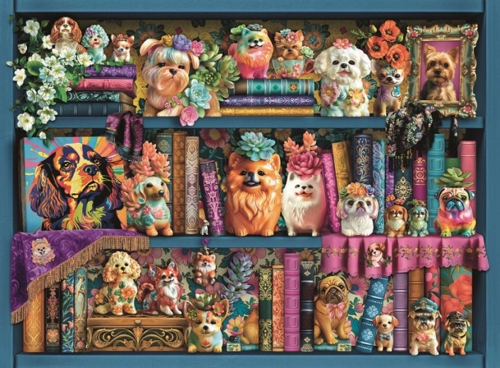 Ravensburger puzzel schattige porseleinen mopshondjes 500 stukjes