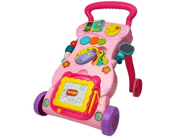 Roze kinderwagen met slinger