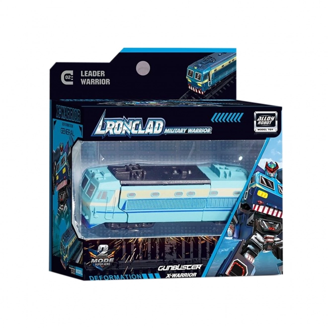 Metalen robot om te bouwen locomotief blauw