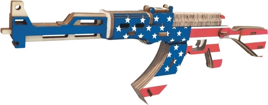 Houten 3D-puzzel Machinegeweer AK47 Amerikaanse vlag