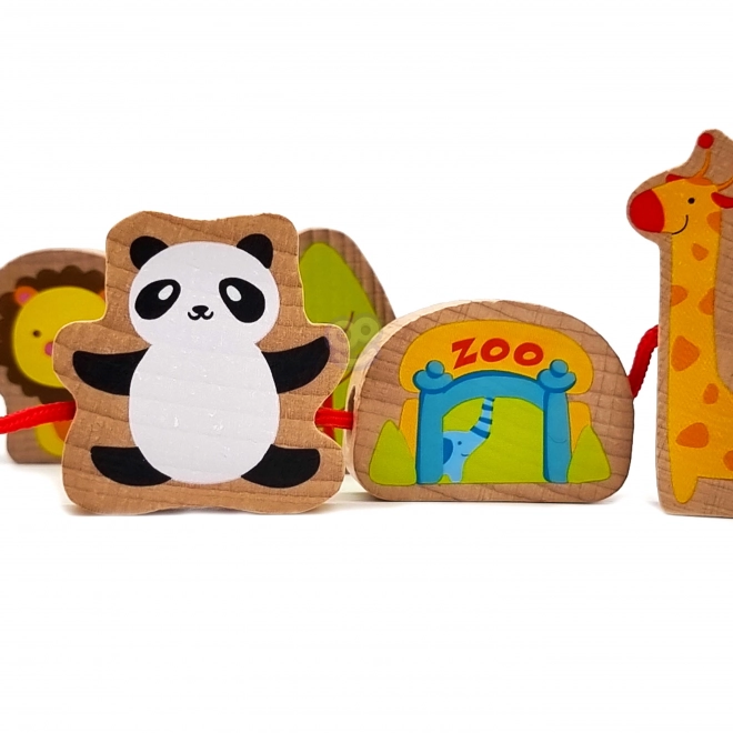Houten rijgblokjes Dierentuin
