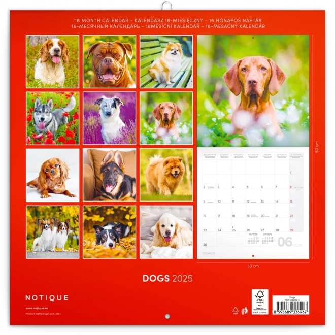 Notitie Kalender Honden 2025, 30 × 30 cm