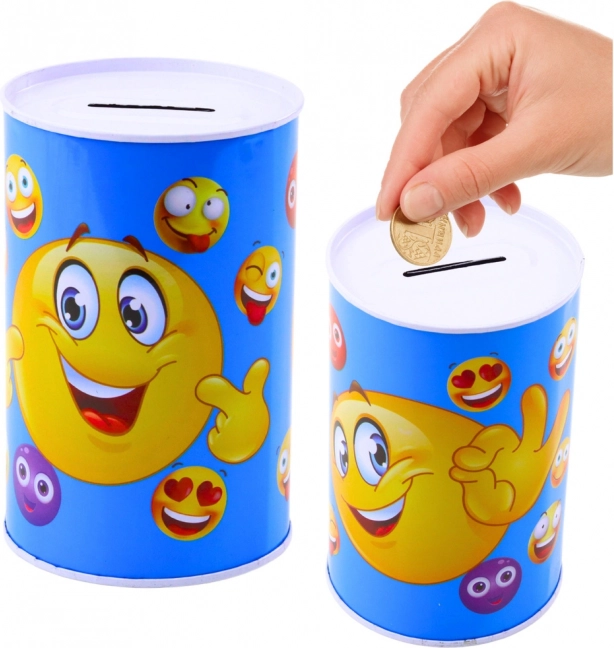 Metalen spaarpot Emoticons blauw en bruin