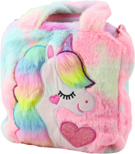 Kinder pluchen tas met eenhoorn pastelkleurig