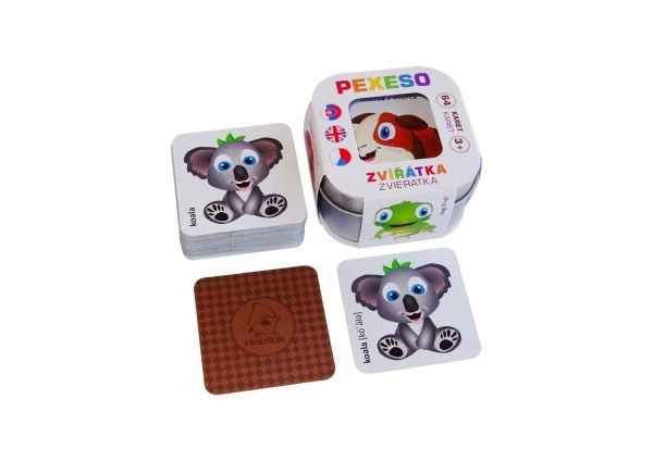 Pexeso Diertjes 64 kaarten in een metalen doosje 6x6x4cm Hm51te1k