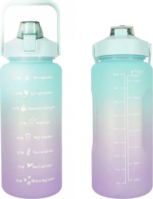 KIK Motivationele Waterfles 2l Turkoois-paars