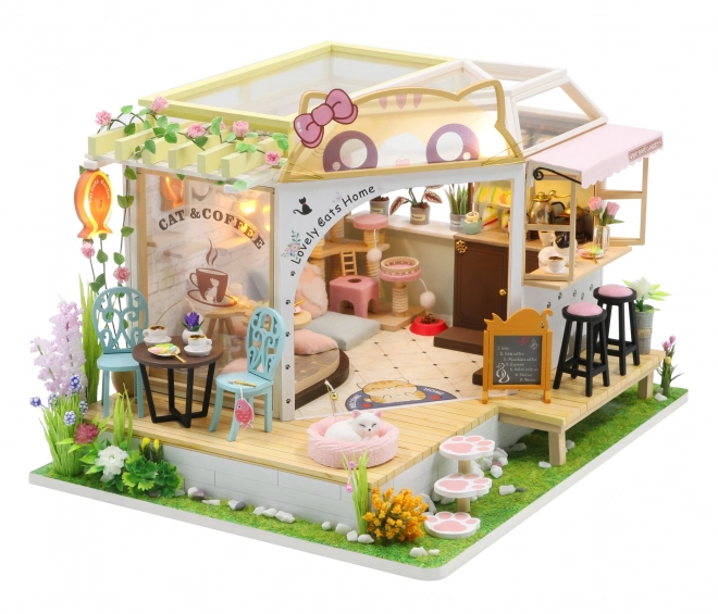 Miniatuurhuisje Kattenkoffiehuis met tuin