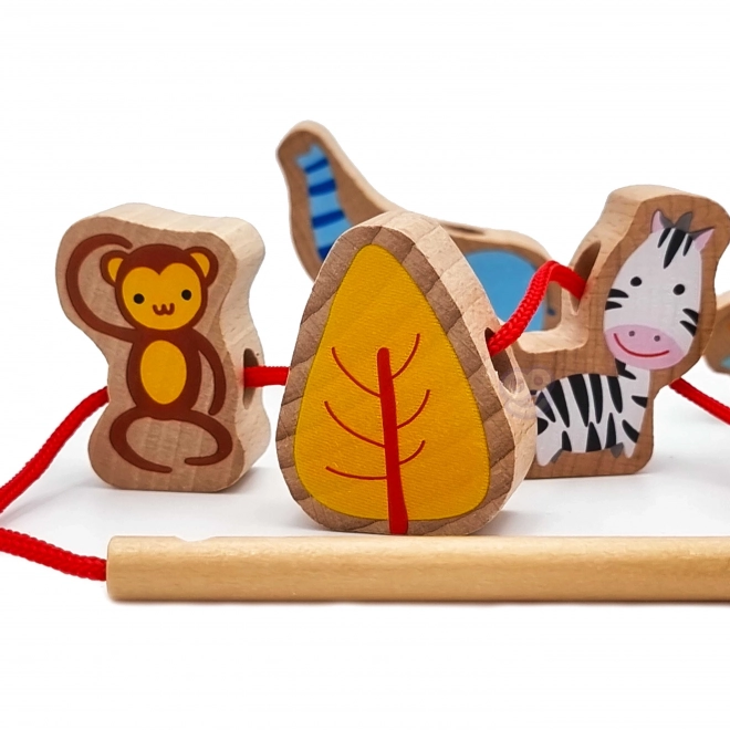 Houten rijgblokjes Dierentuin