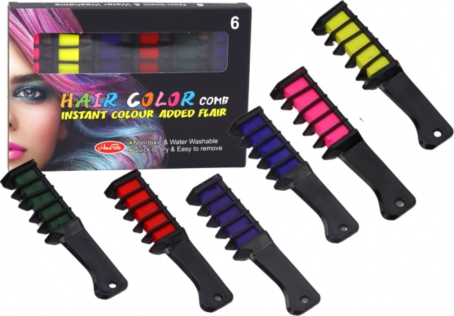 Set voor het kleuren van haar met krijt, 6 stuks mat