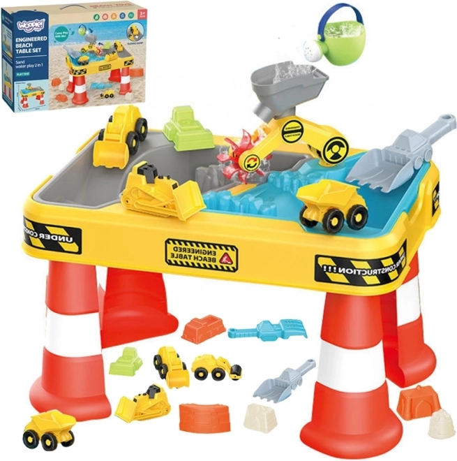 Woopie Water- en Zandtafel 2-in-1 Bouwspeelveld met 4 Autootjes 12el.