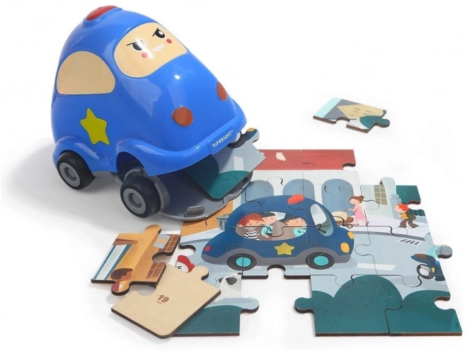 TOP BRIGHT Houten puzzel met speelgoed: Politieauto 24 stukjes