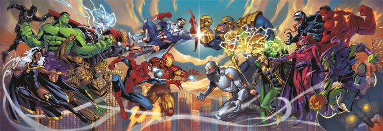 Panoramische puzzel Marvel: Helden vs. Schurken 1000 stukjes