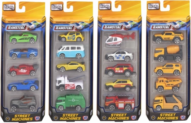 Teamsterz set van 5 metalen autootjes Street Machines