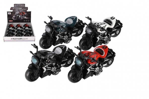 Motorfiets metaal/kunststof 10cm op terugtrekmechanisme mix kleuren