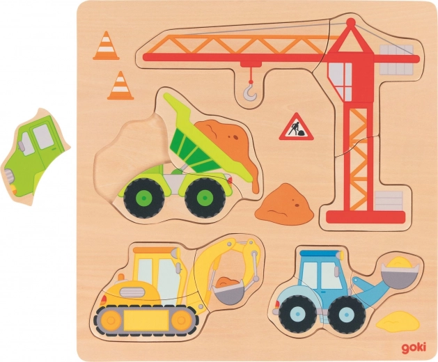Houten inlegpuzzel Op de bouwplaats Goki