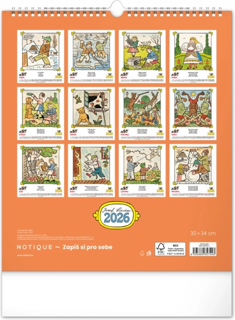 Muurkalender Josef Lada - Rijmpjes 2026