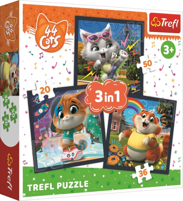 TREFL Puzzel 44 stukjes: Maak kennis met katten 3-in-1 (20, 36, 50 stukjes)