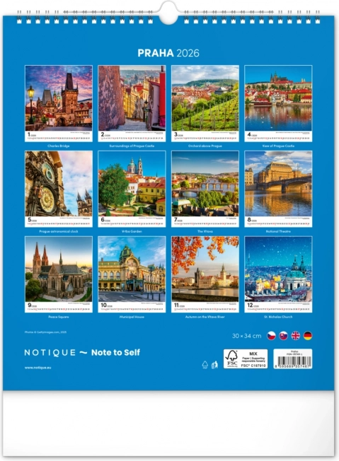 Wandkalender Praag 2026