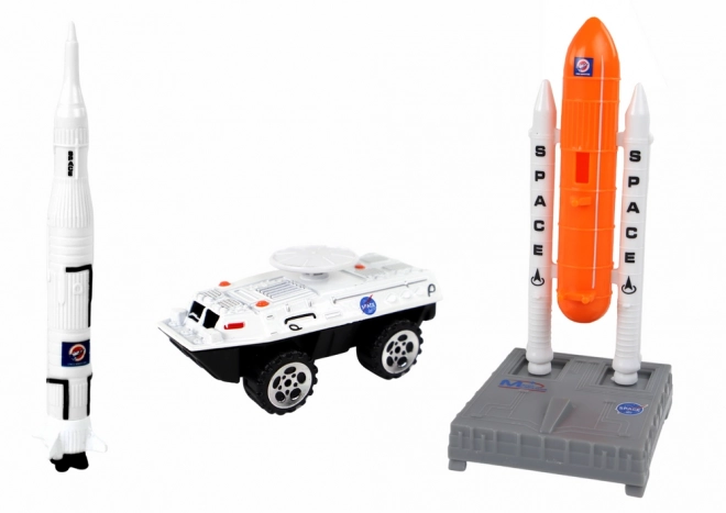 Set van figuren Ruimte Vrachtwagen Raket - 15 delen