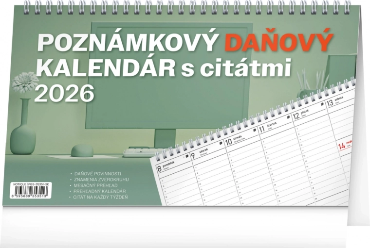 Bureaukalender Notique Notitie Belasting met Citaten 2026