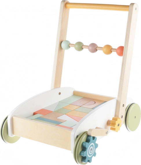 Houten wagentje met blokken, Wood