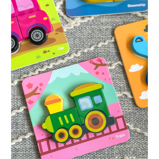 Woopie houten puzzel voertuigen Montessori FSC
