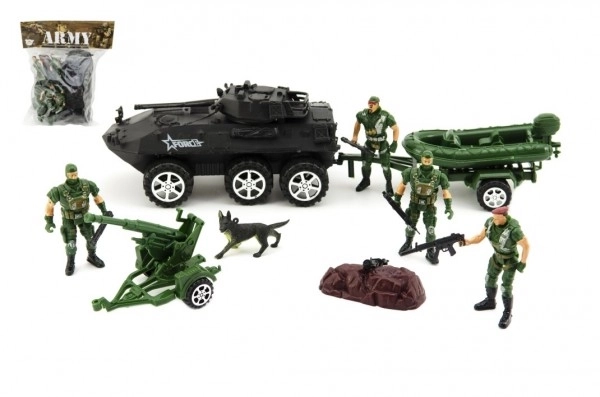 Set van plastic soldaten en militaire uitrusting