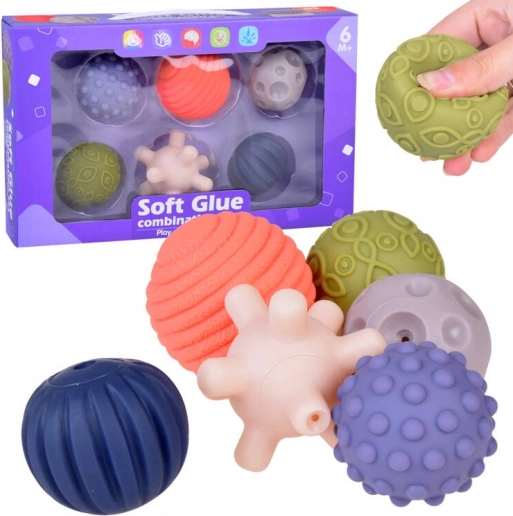 set van sensorische ballen van zacht plastic, 6 stuks