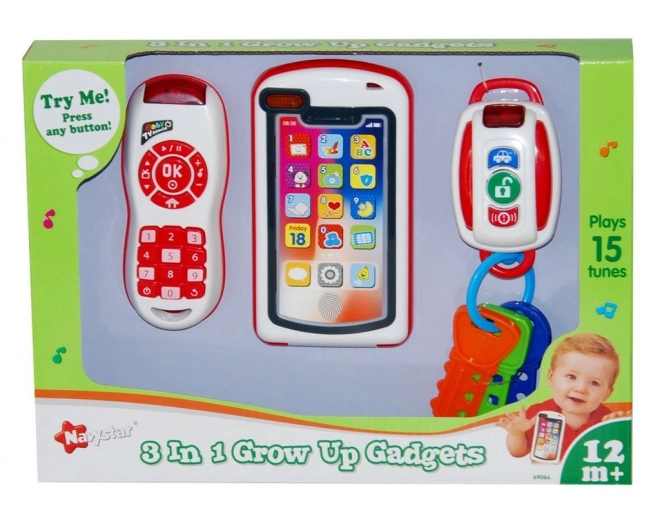 Mijn eerste uitrusting 3-in-1, autosleutels, telefoon en afstandsbediening