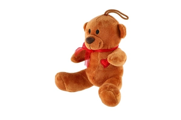 Pluche teddybeer met strik en hart 12 cm