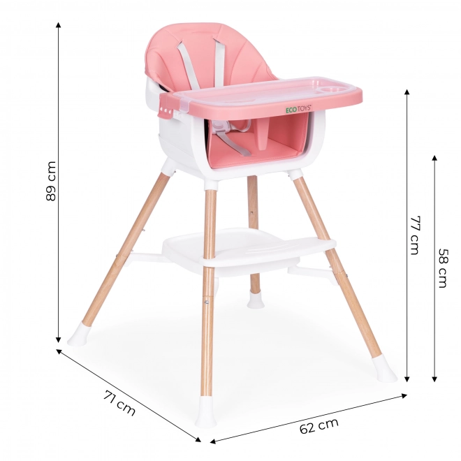Kinder eetstoel 2in1 roze ECOTOYS