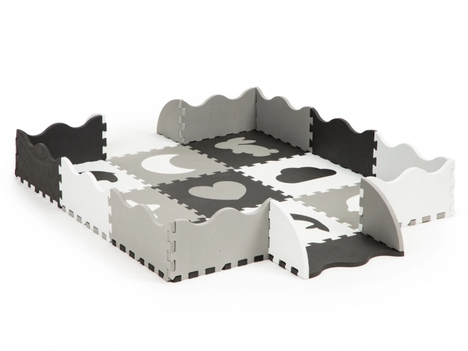 ECOTOYS Foam puzzel Dieren en vormen zwart-wit SX met randen