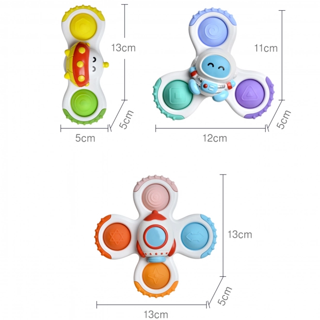 Woopie set van kinderspinners - Raket, Alien, Ufo